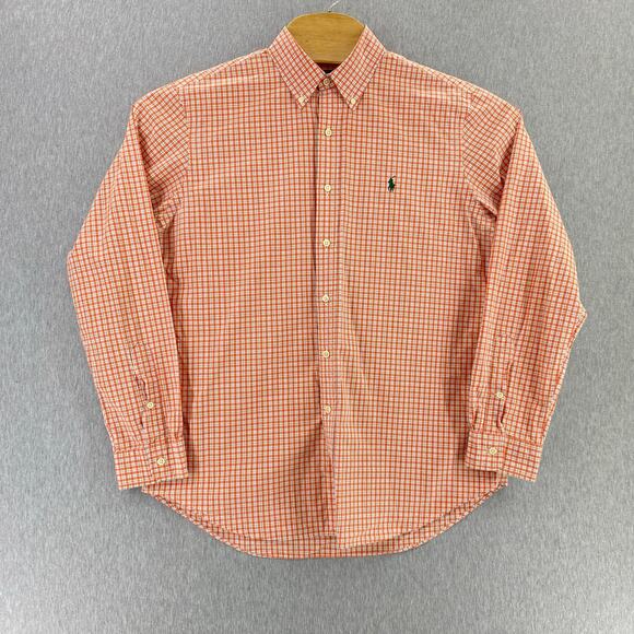 Ralph Lauren Men's Size Large Button‎ Front Shirt Long Sleeve Orange Plaid - Picture 1 of 7
